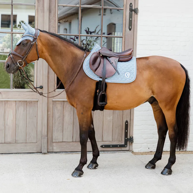 Kentucky 3D Logo Onion Quilt Jump Saddlecoth - Light Blue-1