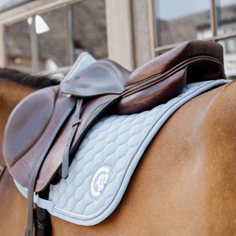 Kentucky 3D Logo Onion Quilt Jump Saddlecoth - Light Blue-2