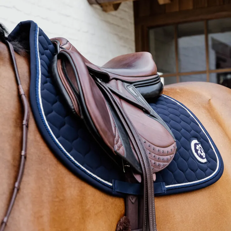 Kentucky 3D Logo Onion Quilt Jump Saddlecoth - Navy-2