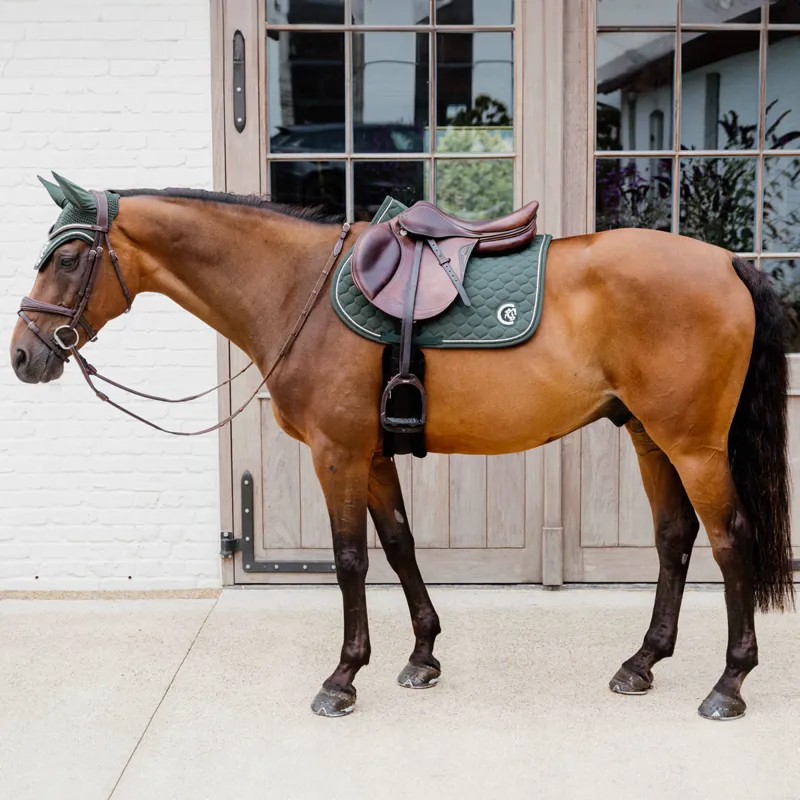 Kentucky 3D Logo Onion Quilt Jump Saddlecoth - Pine Green-2