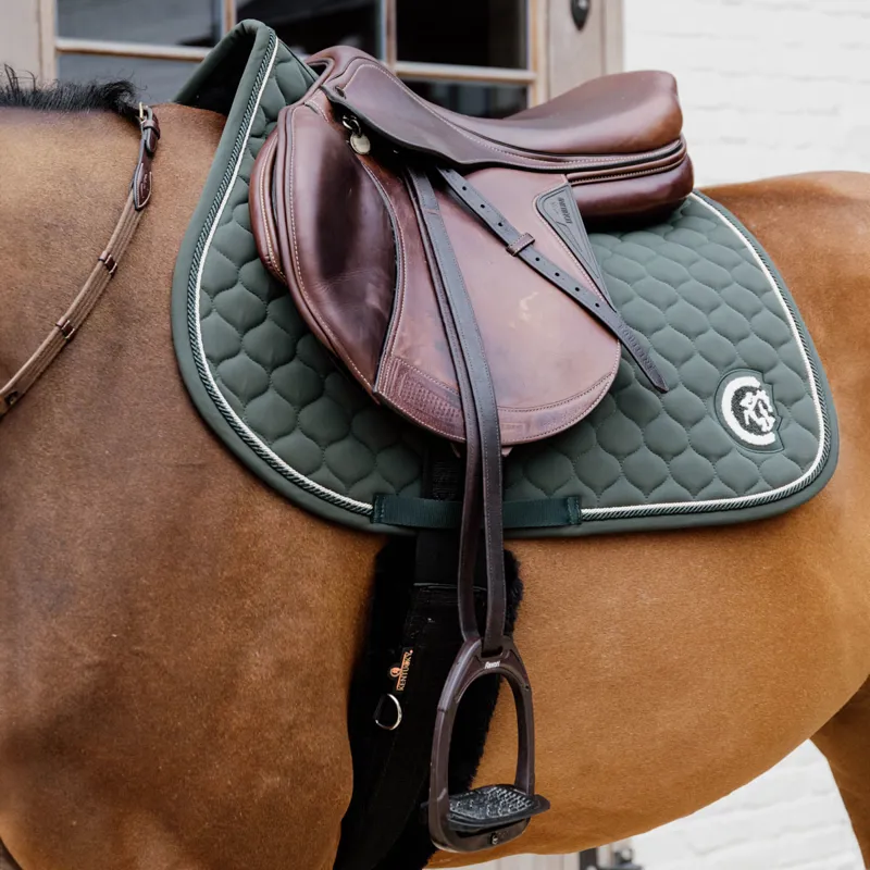 Kentucky 3D Logo Onion Quilt Jump Saddlecoth - Pine Green-3