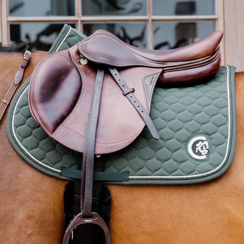 Kentucky 3D Logo Onion Quilt Jump Saddlecoth - Pine Green