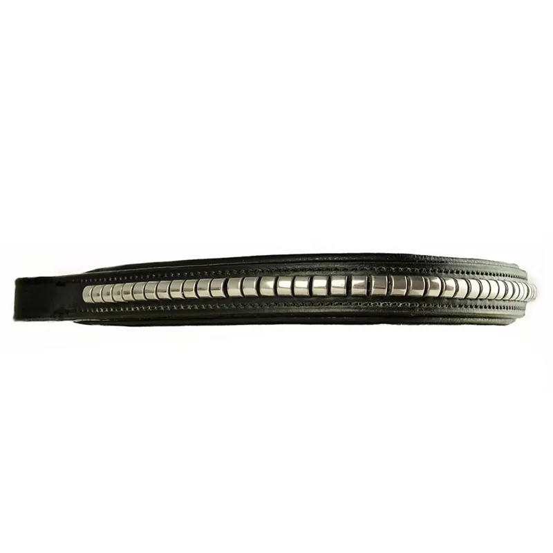 Dever Platinum Rounded Clincher Browband - Black/Silver