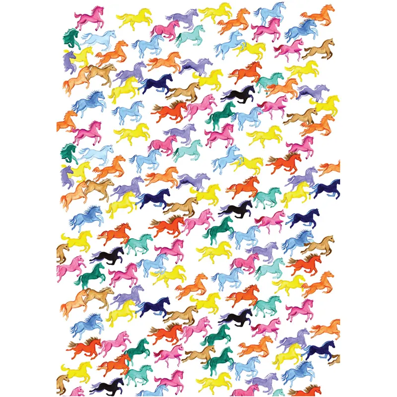 Deckled Edge Rainbow Ponies Wrapping Paper-1