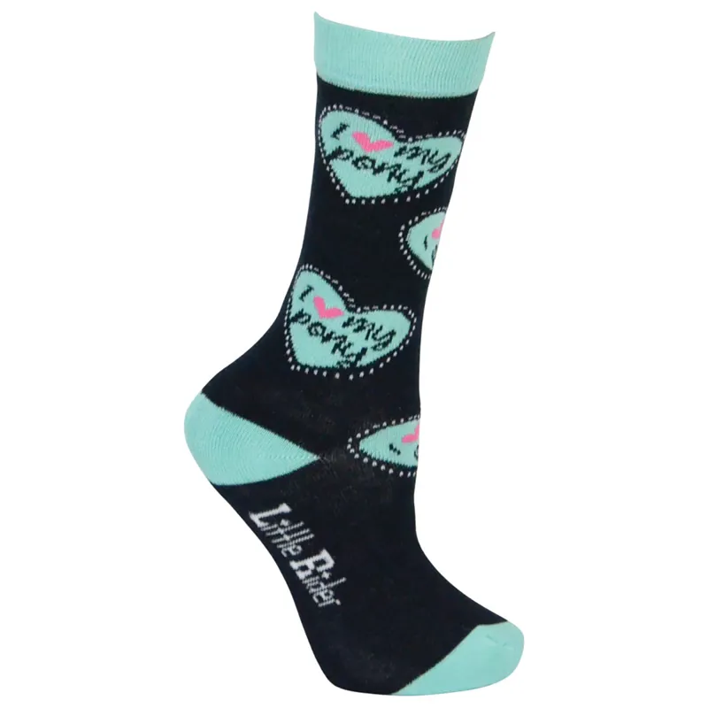 Little Rider I Love My Pony Socks 3 Pack - Navy/Pink/Teal-3