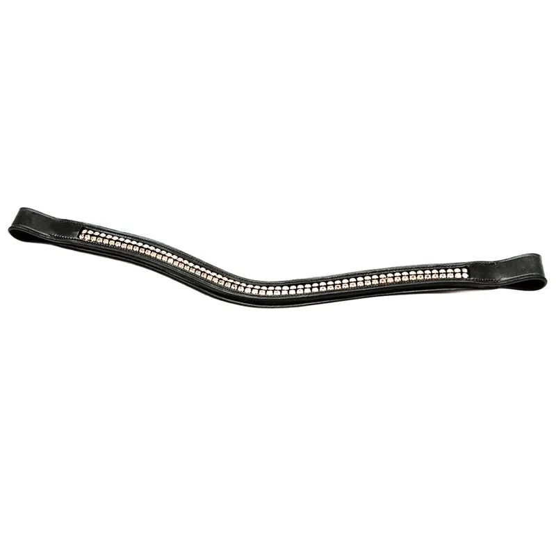Dever Platinum Shaped Double Row Diamante Browband - Brown