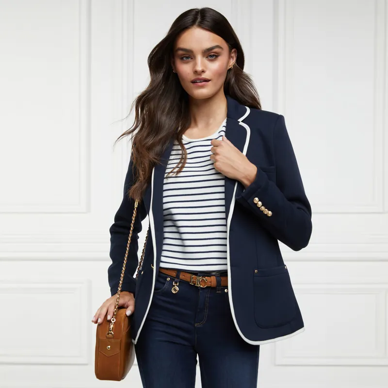 Holland Cooper Padstow Crew Neck Ladies Tee - Natural/Ink Navy Stripe-8