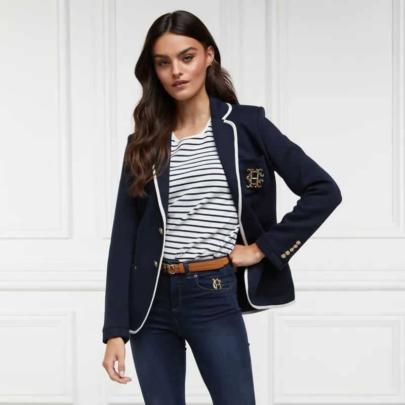 Holland Cooper Padstow Crew Neck Ladies Tee - Natural/Ink Navy Stripe-6