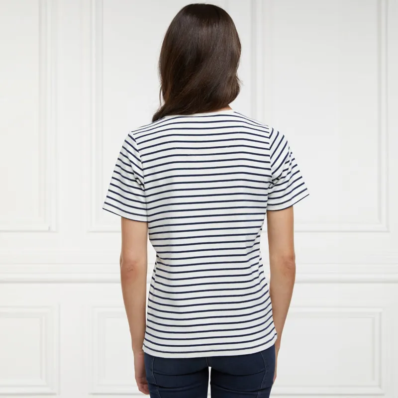 Holland Cooper Padstow Crew Neck Ladies Tee - Natural/Ink Navy Stripe-4
