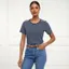 Holland Cooper Padstow Crew Neck Ladies Tee - Ink Navy/Natural Stripe