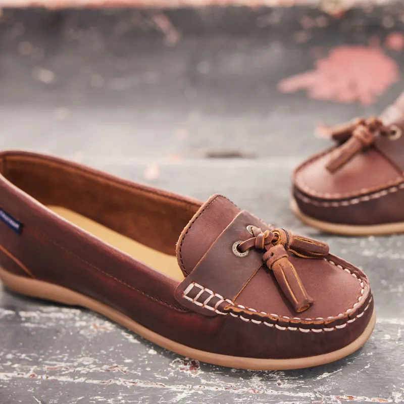 Chatham Pulau Premium Leather Ladies Tassel Loafers - Dark Tan-4