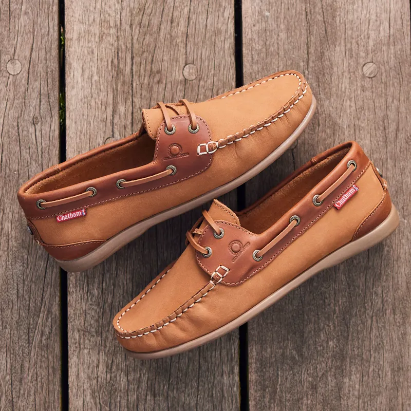 Chatham Penang Ladies Leather Boat Shoes - Tan/Tan-10