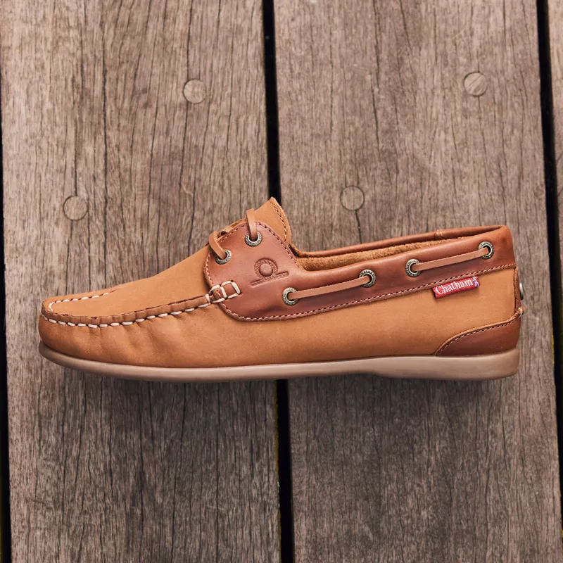 Chatham Penang Ladies Leather Boat Shoes - Tan/Tan-9