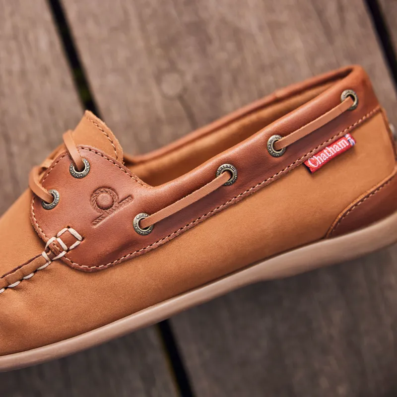 Chatham Penang Ladies Leather Boat Shoes - Tan/Tan-8