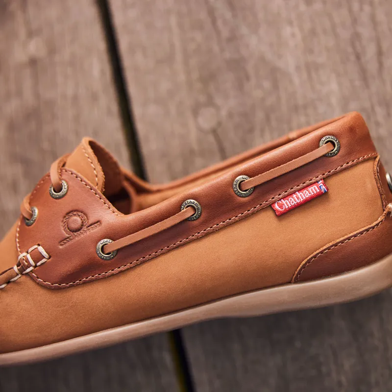 Chatham Penang Ladies Leather Boat Shoes - Tan/Tan-7