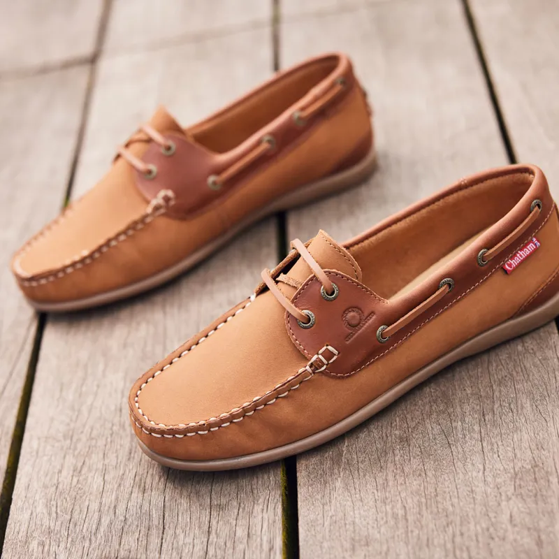 Chatham Penang Ladies Leather Boat Shoes - Tan/Tan-6