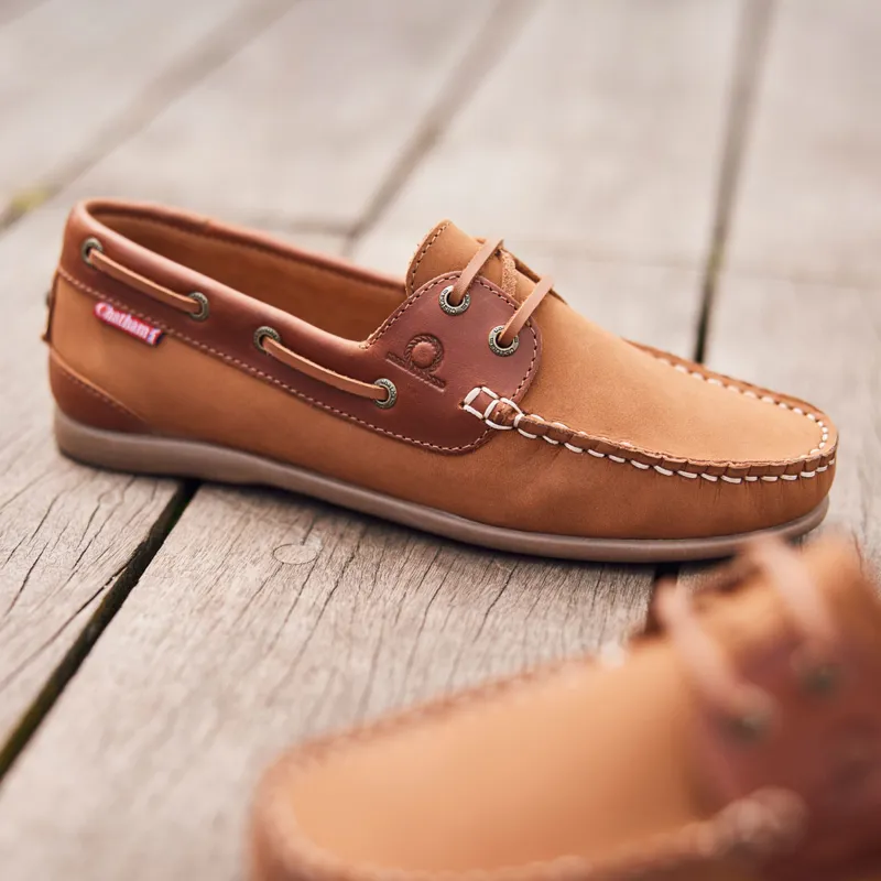 Chatham Penang Ladies Leather Boat Shoes - Tan/Tan-5