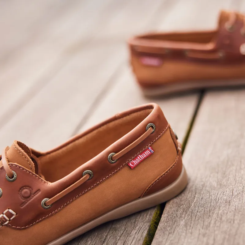 Chatham Penang Ladies Leather Boat Shoes - Tan/Tan-4