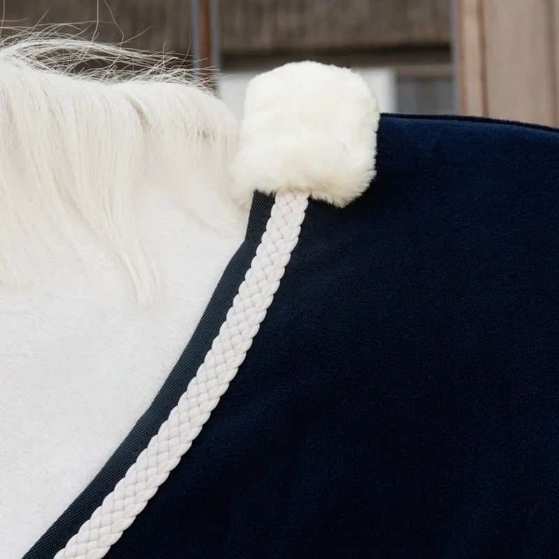 Kentucky Plaited Rope Fleece Rug - Navy-3