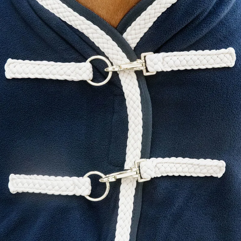 Kentucky Plaited Rope Fleece Rug - Navy-1