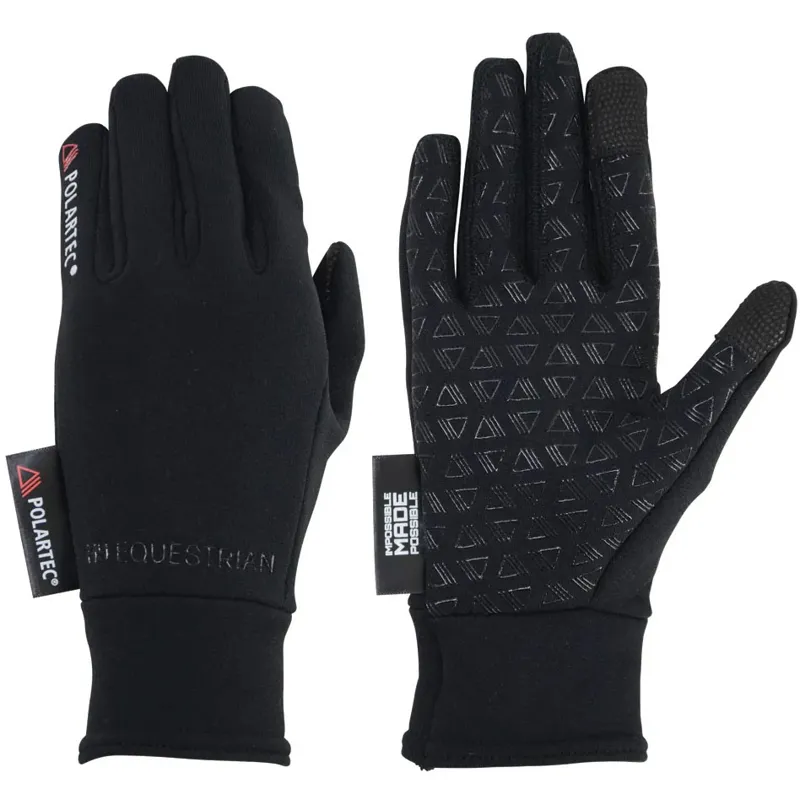 Hy Equestrian Polartec Adults Riding Gloves - Black