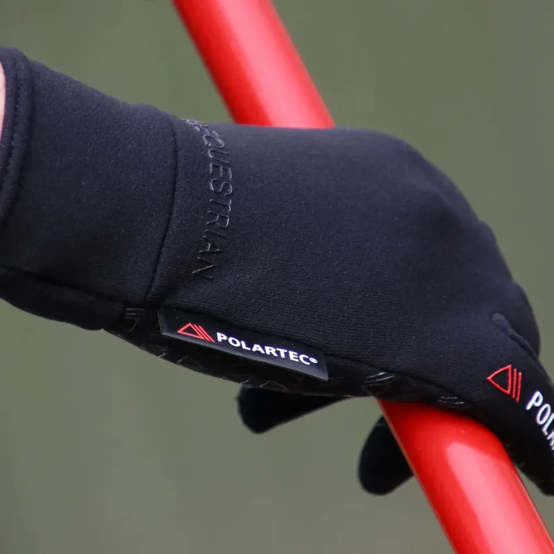 Hy Equestrian Polartec Adults Riding Gloves - Black-1