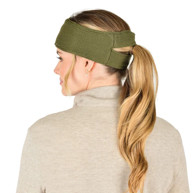 WeatherBeeta Fleece Lined Ponytail Headband - Olive Night-3