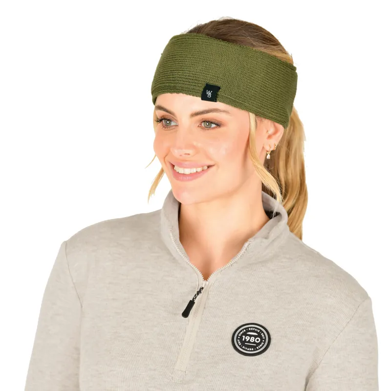 WeatherBeeta Fleece Lined Ponytail Headband - Olive Night-1