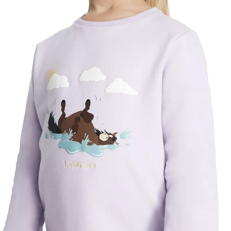 LeMieux Mini Poppy Long Sleeve Junior Top - Lilac-3