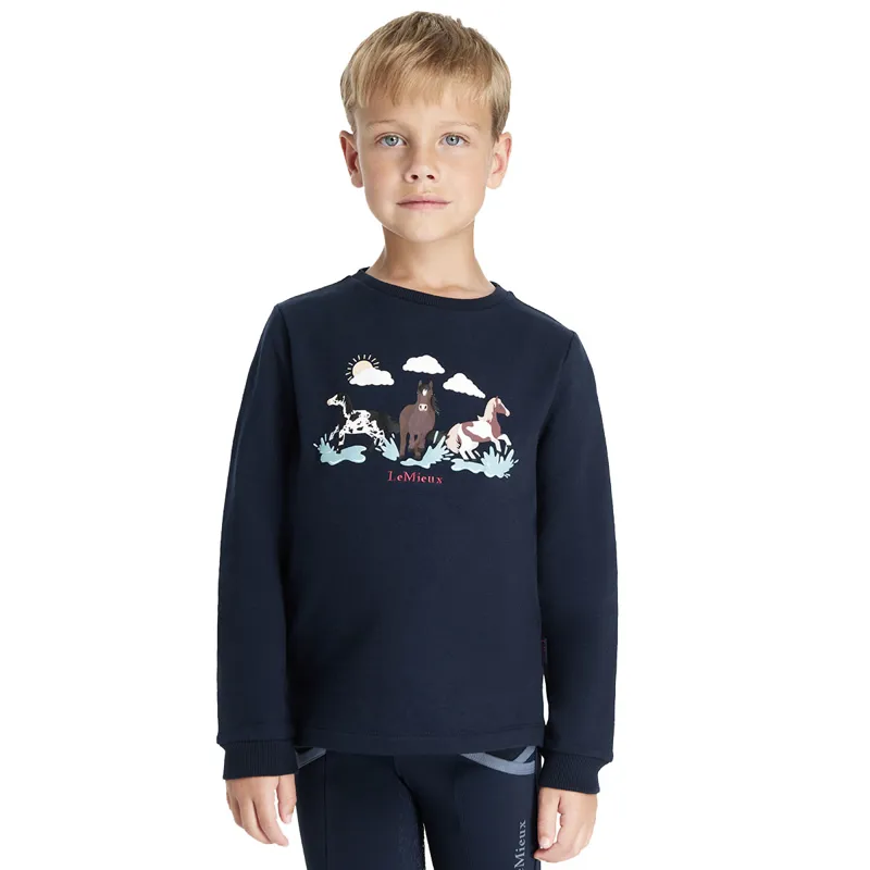 LeMieux Mini Poppy Long Sleeve Junior Top - Navy