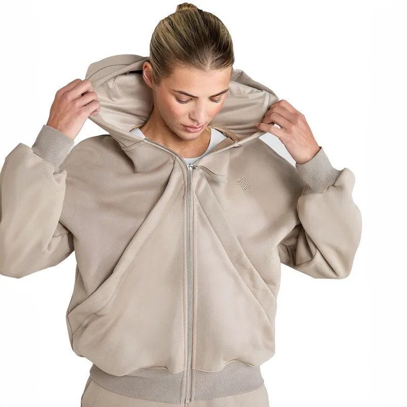 Aztec Diamond Premium Full Zip Womens Hoodie - Nude-2