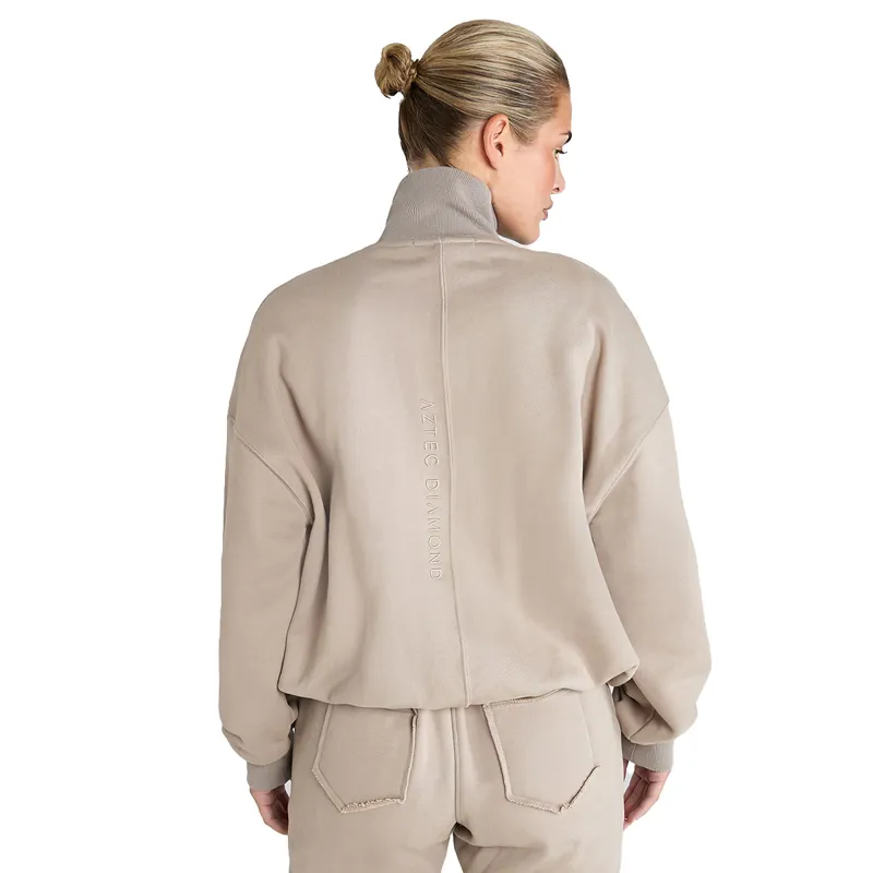 Aztec Diamond Premium Half Zip Womens Sweater - Nude-6