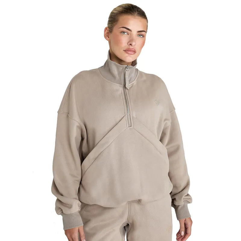 Aztec Diamond Premium Half Zip Womens Sweater - Nude