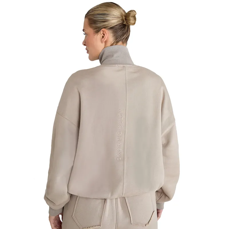 Aztec Diamond Premium Half Zip Womens Sweater - Nude-1