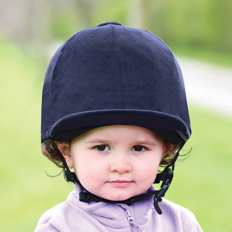 Equetech Premium Velvet Junior Hat Silk - Navy-2