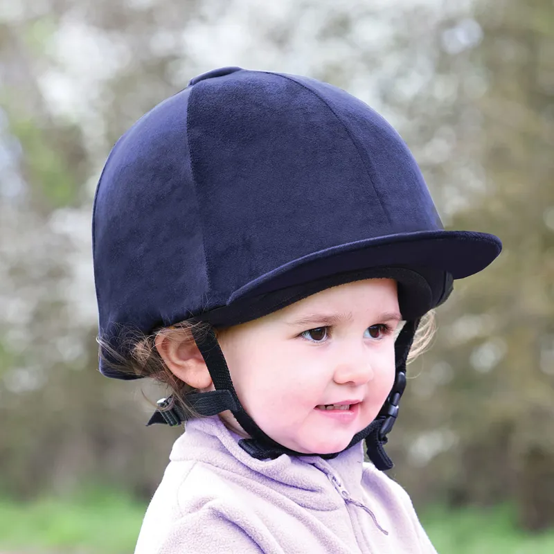 Equetech Premium Velvet Junior Hat Silk - Navy-3