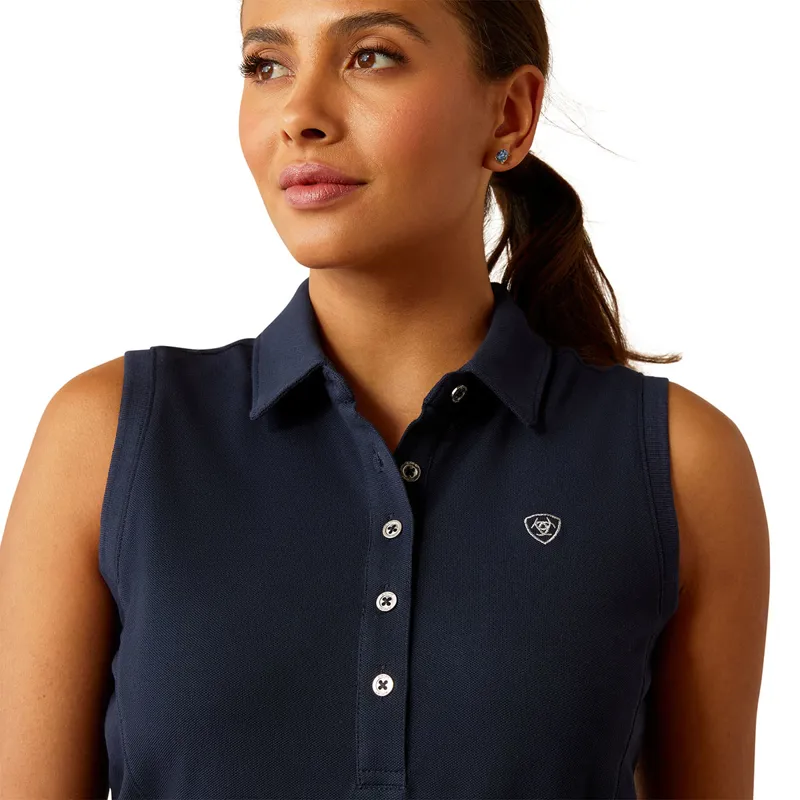 Ariat Prix 3.0 Ladies Sleeveless Polo Shirt - Navy-3