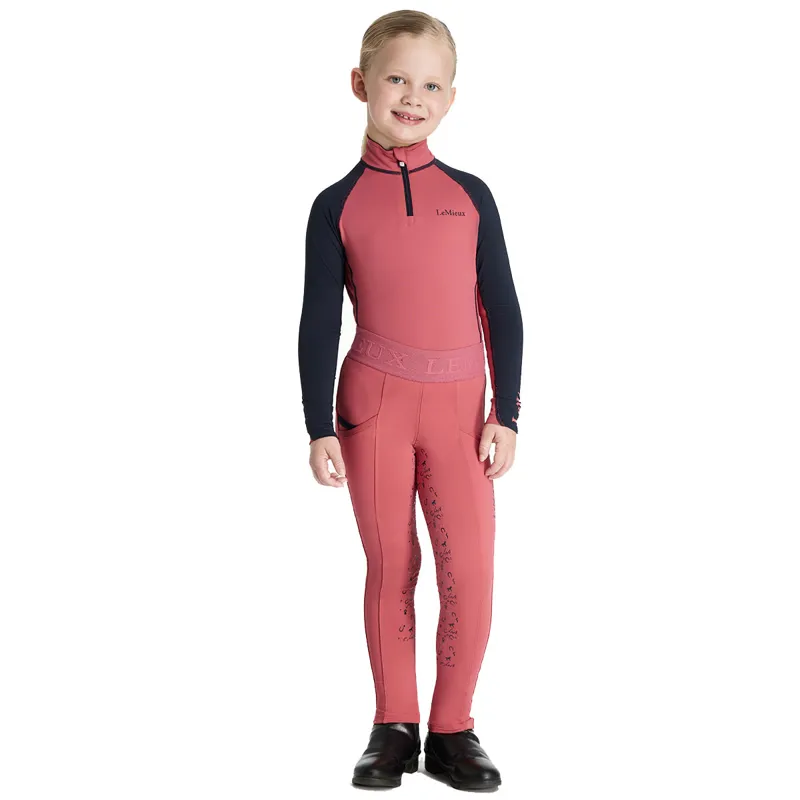 LeMieux Mini Pull Ons Full Grip Junior Riding Tights - Cranberry-4