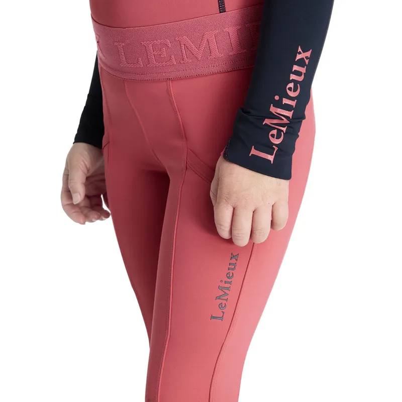 LeMieux Mini Pull Ons Full Grip Junior Riding Tights - Cranberry-3