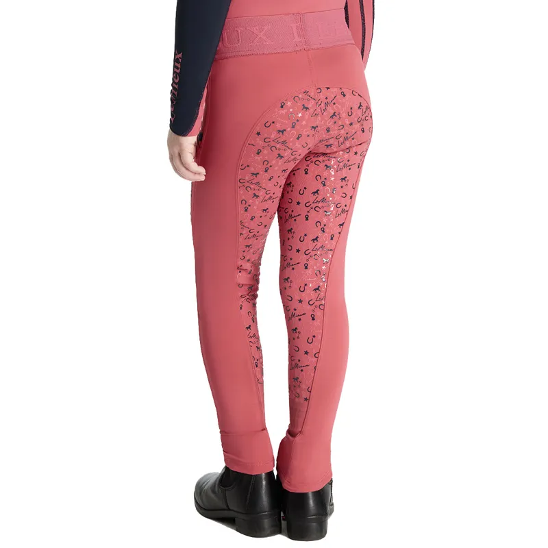 LeMieux Mini Pull Ons Full Grip Junior Riding Tights - Cranberry-2
