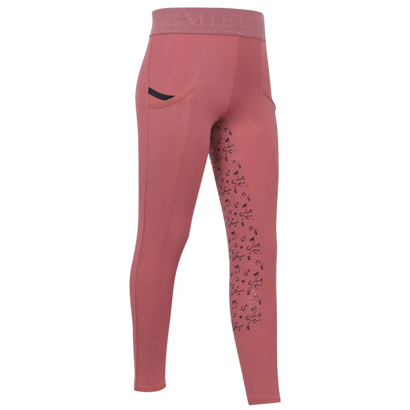 LeMieux Mini Pull Ons Full Grip Junior Riding Tights - Cranberry-1