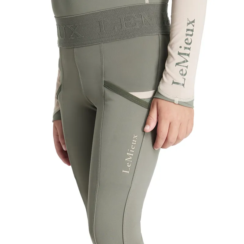 LeMieux Mini Pull Ons Full Grip Junior Riding Tights - Rosemary-4