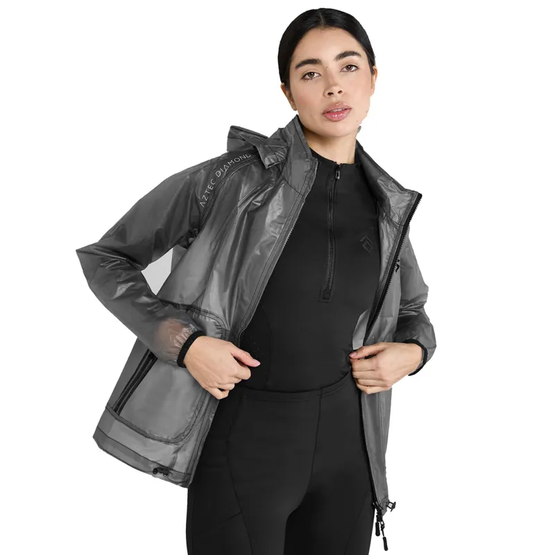 Aztec Diamond Clear Ladies Rain Jacket - Black-2
