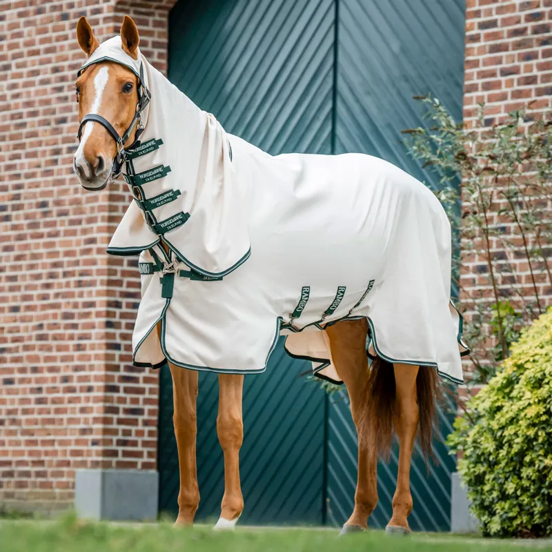 Rambo XL Hoody Sweet Itch Fly Rug - Chalk/Hunter Green/Silver