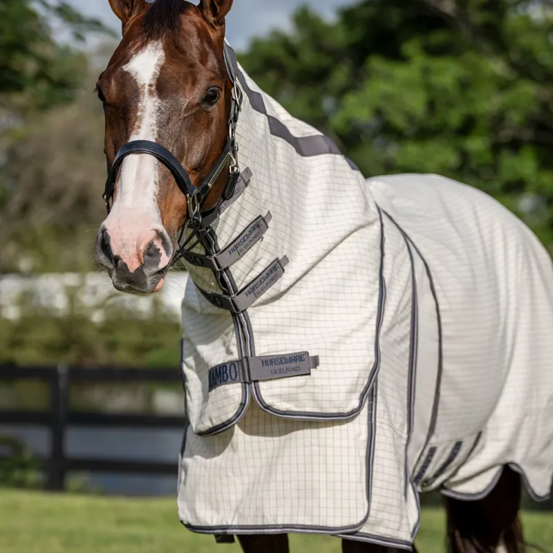 Rambo Optimo Supreme Summer Sheet Fly Rug - Navy Check/Thunderstorm Grey-2