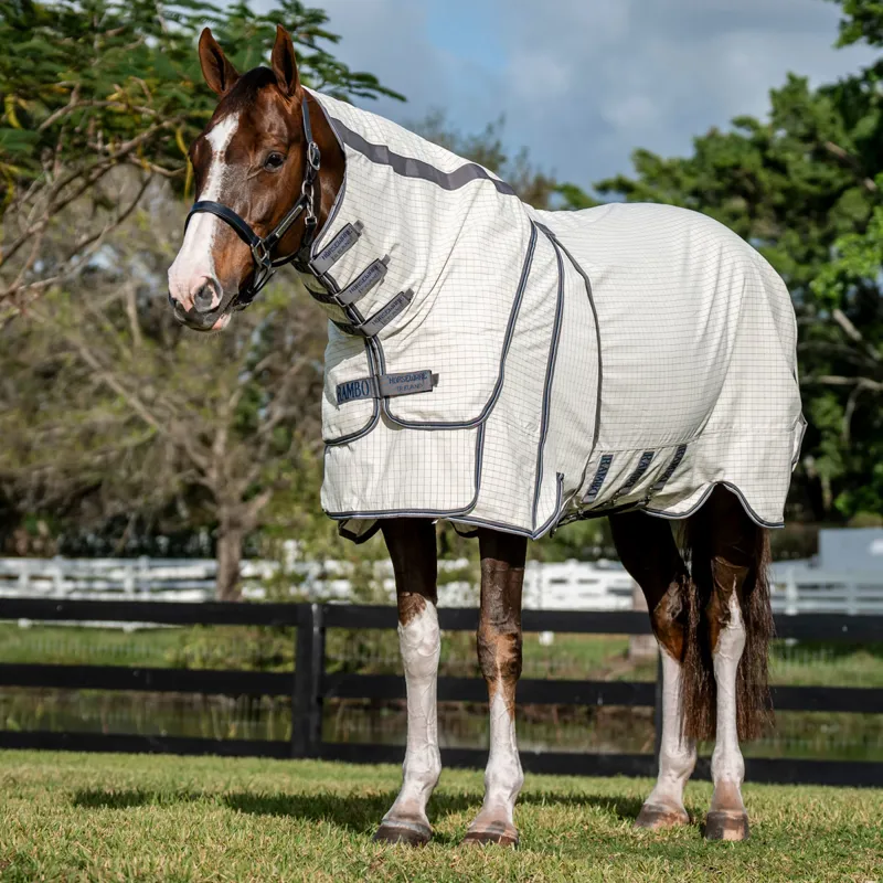 Rambo Optimo Supreme Summer Sheet Fly Rug - Navy Check/Thunderstorm Grey