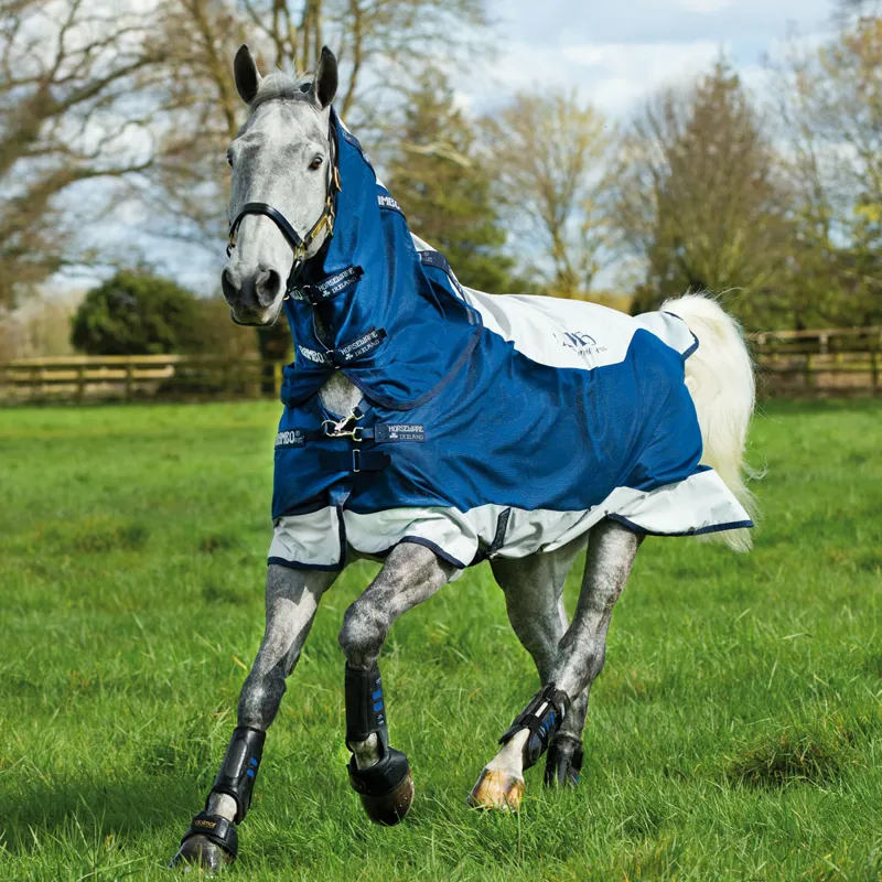 Rambo Summer Series V-Front Waterproof Turnout Fly Rug - Navy/Grey-2