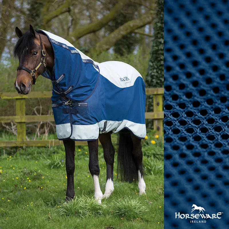 Rambo Summer Series V-Front Waterproof Turnout Fly Rug - Navy/Grey-6