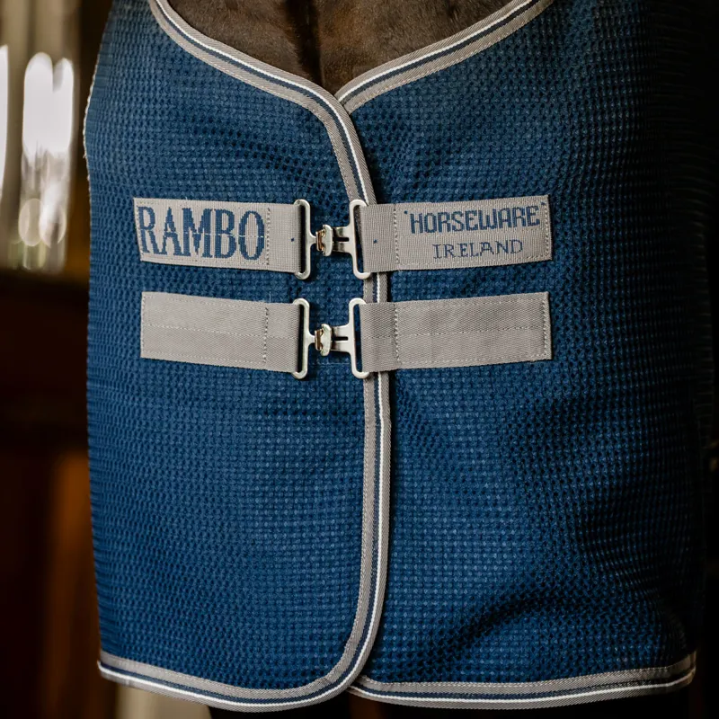 Rambo Techni-Waffle Cooler Rug - Navy/Thunderstorm Grey/Silver-3