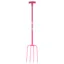 Red Gorilla 4-Prong Manure Fork With T-Handle - Pink